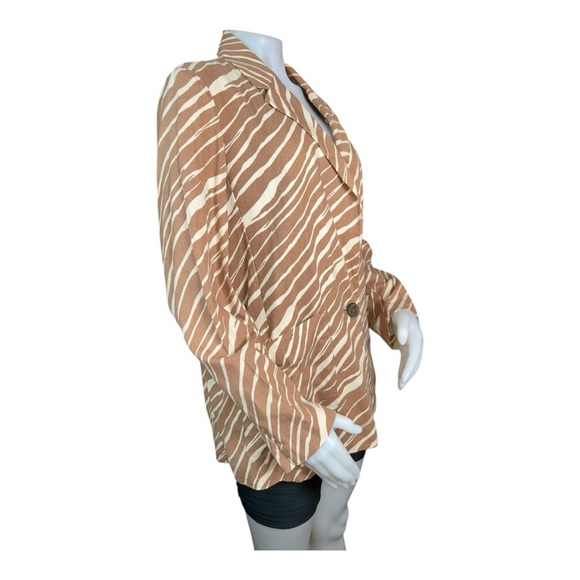 A New Day Sz Med Blazer Brown & White Zebra Print - Picture 4 of 11